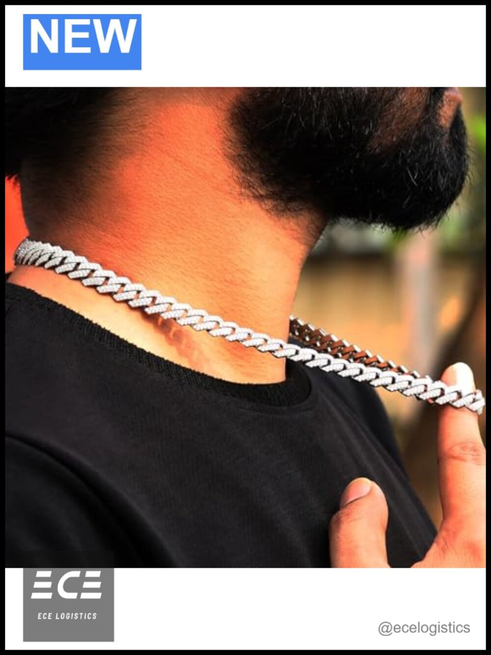 Moissanite Cuban Link Chain Necklace 14k Gold Plated Sterling Silver 12mm - Picture 5 of 6